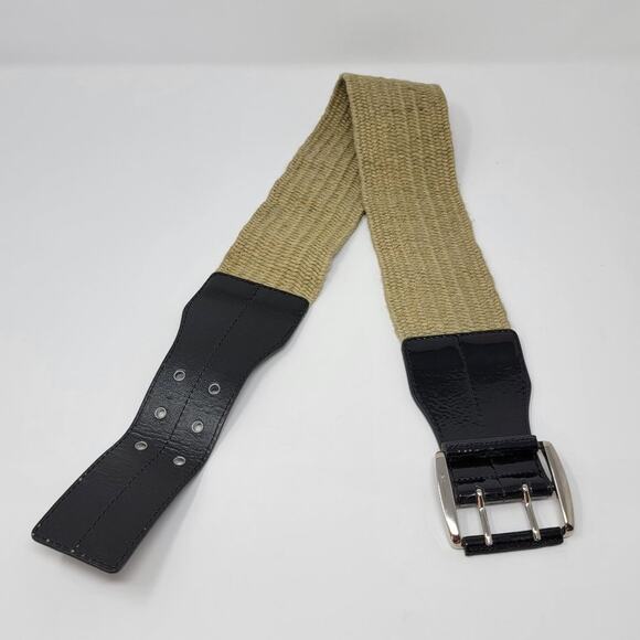 Express Woven Fiber Wide Waist Cinch Belt, M/L - Picture 3 of 9